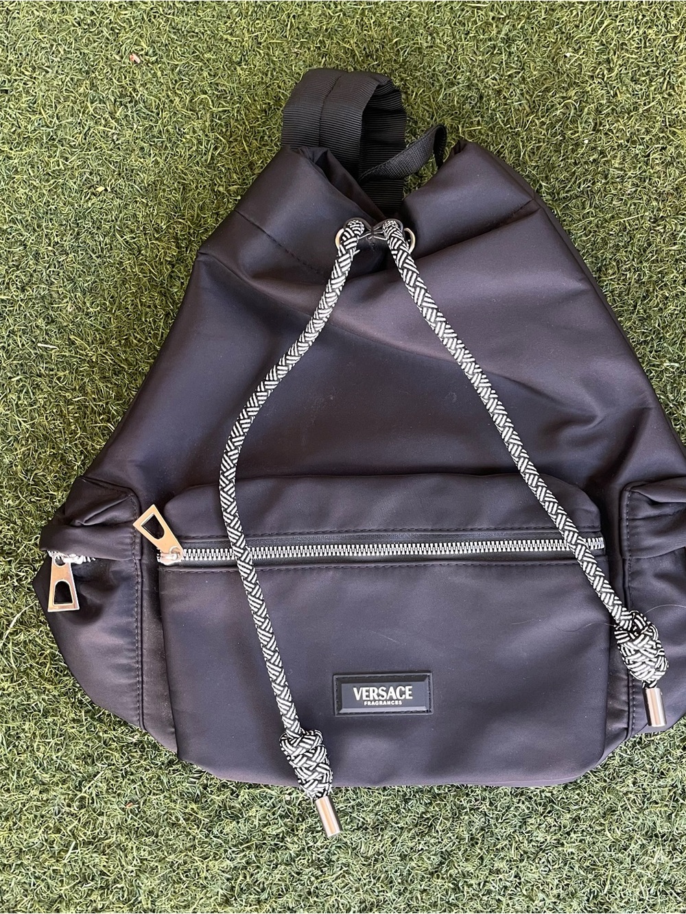 Versace Fragrances Black Nylon Backpack